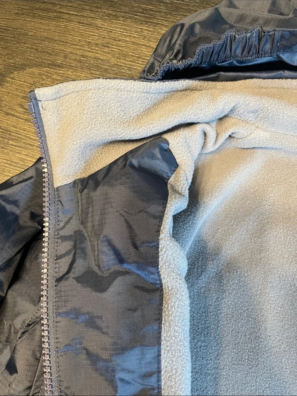 Lands' End Kids Navy Blue Hooded Uniform Fleece Lined Raincoat